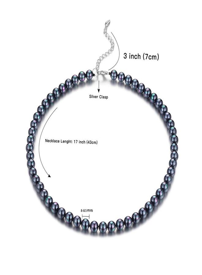 BULINLIN Beaded Strand Pearl Choker Necklace - Fashion Jewelry Birthday Gifts For Women(22-8mm Black) - Image 4